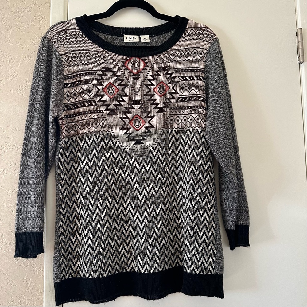Cato Girls Sweater- XL Girls-Black and Gray Patterned